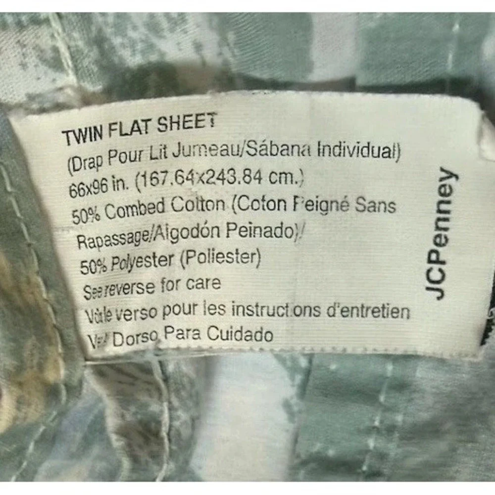 Vintage JCPenney Sheet Set Twin 2 Pc Set Watercolor Pink Blue Green